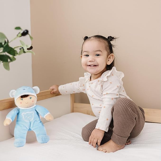 Genius Baby Toys Baby Boy Doll - My First Boy Baby Doll in Blue with Rattle, No Hard Parts