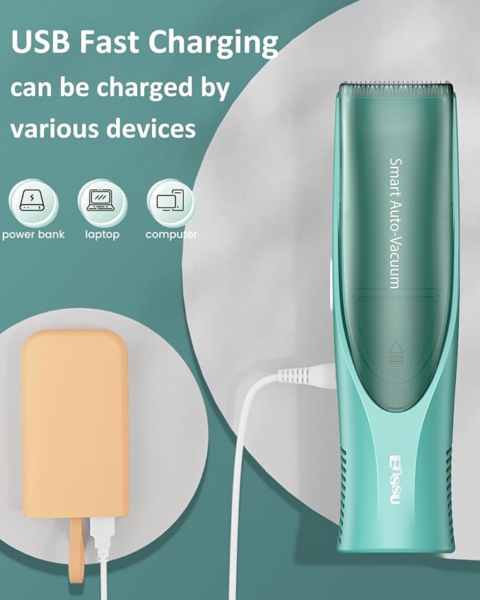 ENSSU Baby Hair Clipper,Vaccum Hair Clippers for Kids/Toddlers,Cordless Baby Hair Cutting Kit with Two Modes,Baby Hair Trimmer Haircut Machine in Large Hairs Storage Space,Rechargeable,Waterproof