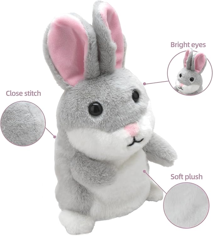 HOMILY Talking Rabbit, Repeats What You Say Plush Animal Toy Electronic Hamster Mouse for Boys