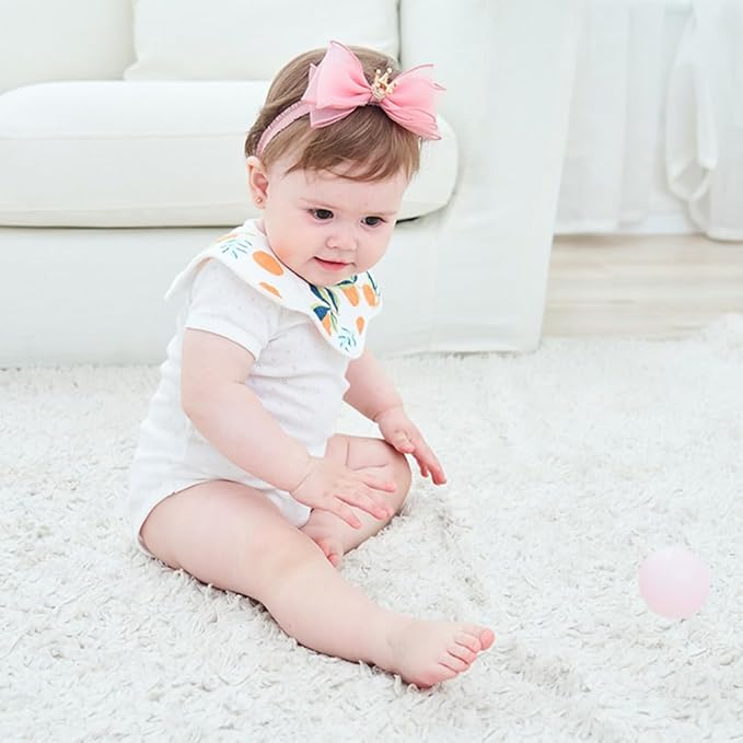 Cute Baby Girl Headband with Lace Bow and Crown Elastic