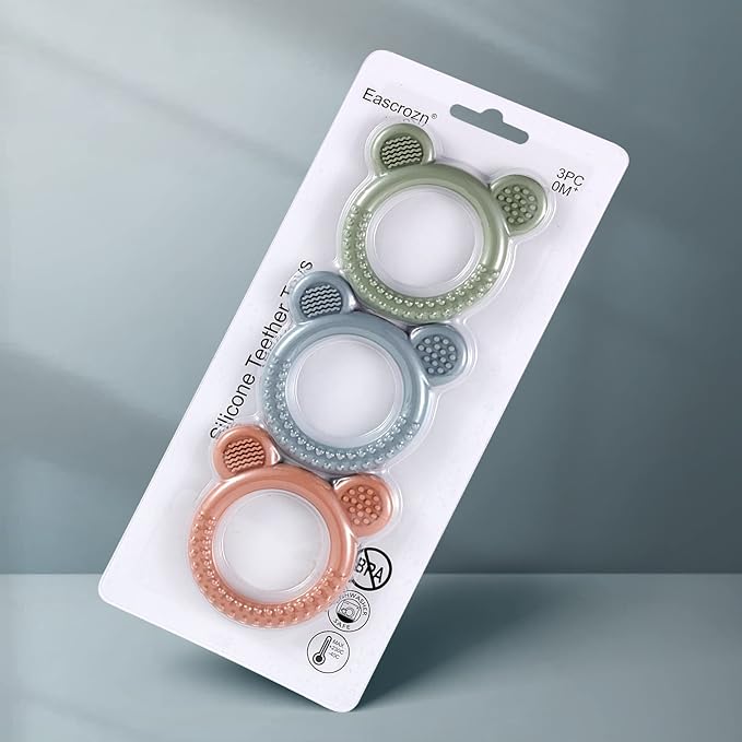 Baby Teething Toys for Babies 0-6 Months Set of 3, Baby Toys 6 to 12 Months