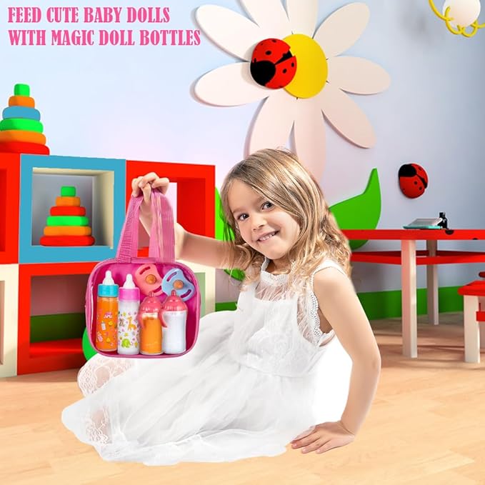 fash n kolor®, My Sweet Baby Disappearing Doll Feeding Set | Baby Care 6 Piece Doll Feeding Set for Toy Stroller 2 Milk