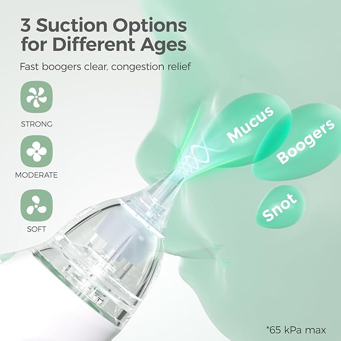 Momcozy Baby Nasal Aspirator, 3 Suction Levels Electric Nasal Aspirator for Baby