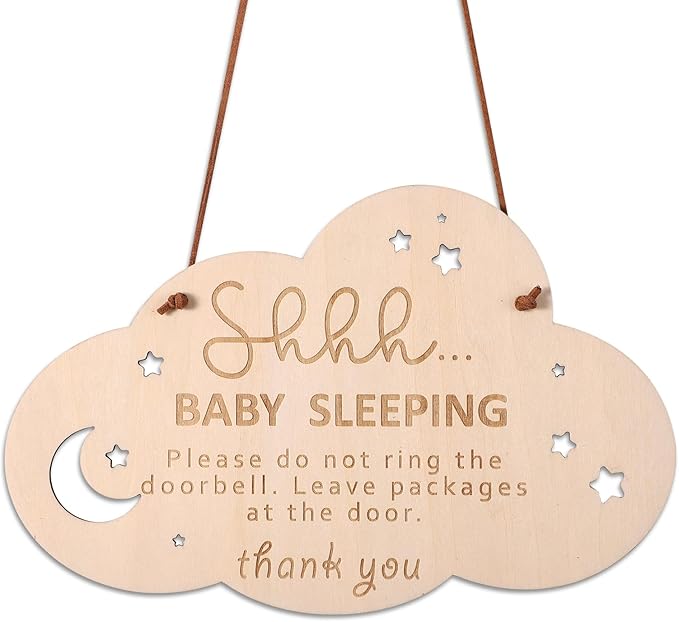 Baby Sleeping Sign for Door, 8.66x5.51in Shh Sleeping Baby Door