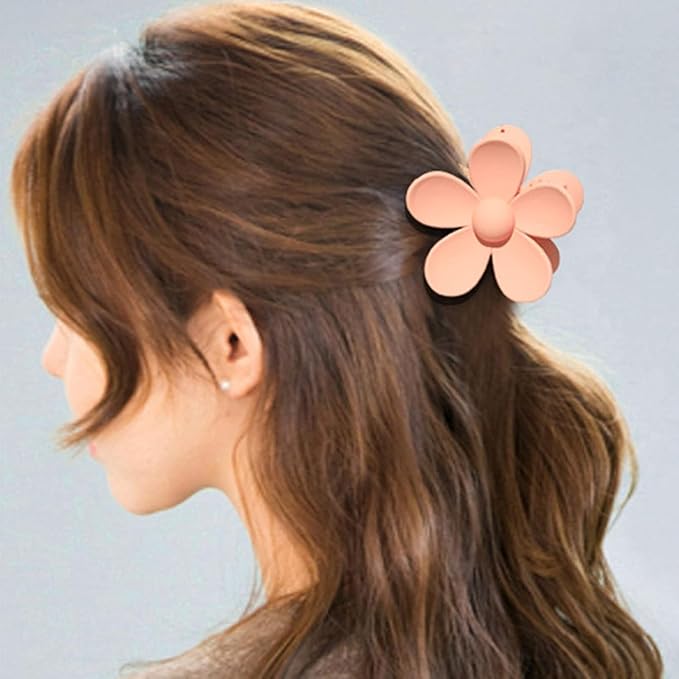 Light Yellow Hair Claw Clips Flower Shaped Plastic Jaw Clips