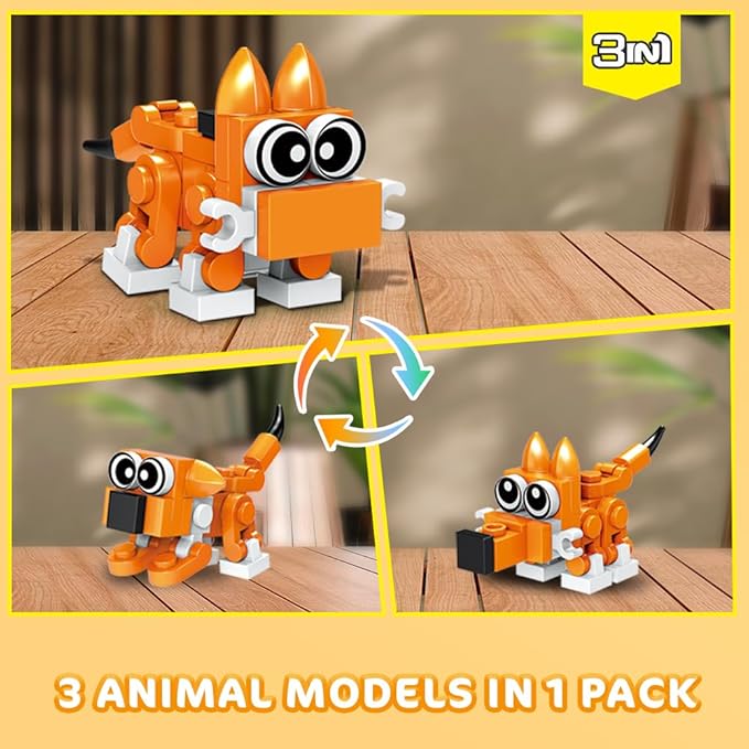 HOGOKIDS Party Favors for Kids, 20 Pack Animals Building Block Toy, Easter Gifts Goodie Bags Stocking Stuffer Classroom Prizes Building Set, Christmas Birthday Gift for Boys Girls Ages 6-12+