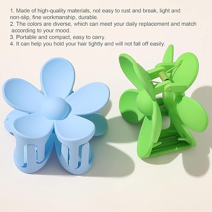 Light Yellow Hair Claw Clips Flower Shaped Plastic Jaw Clips