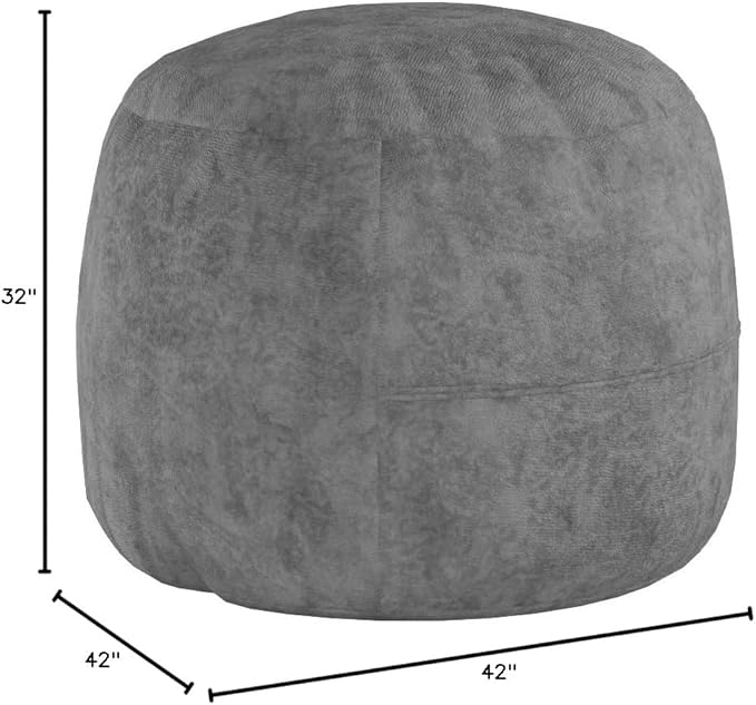 CordaRoy's Faux Fur Bean Bag Chair, Convertible Chair Folds from Bean Bag to Lounger, As Seen on Shark Tank, Grey - Full Size