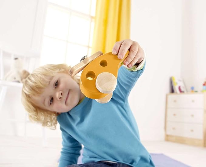 Hape Little Copter Wooden Toy Toddler Play Vehicle, L: 5 2.6, H: 3.5 inch
