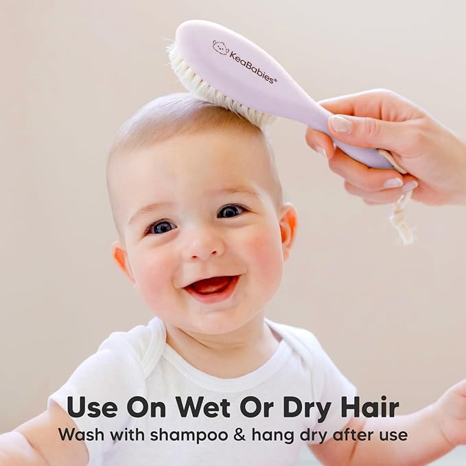 KeaBabies Baby Hair Brush with Soft Goat Bristles, Cradle Cap Brush