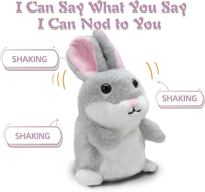 HOMILY Talking Rabbit, Repeats What You Say Plush Animal Toy Electronic Hamster Mouse for Boys