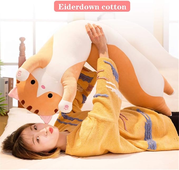 shangman Lovely Plush Cat Doll Cute Cartoon Soft Stuffed Kitten (Brown,150cm/59in)