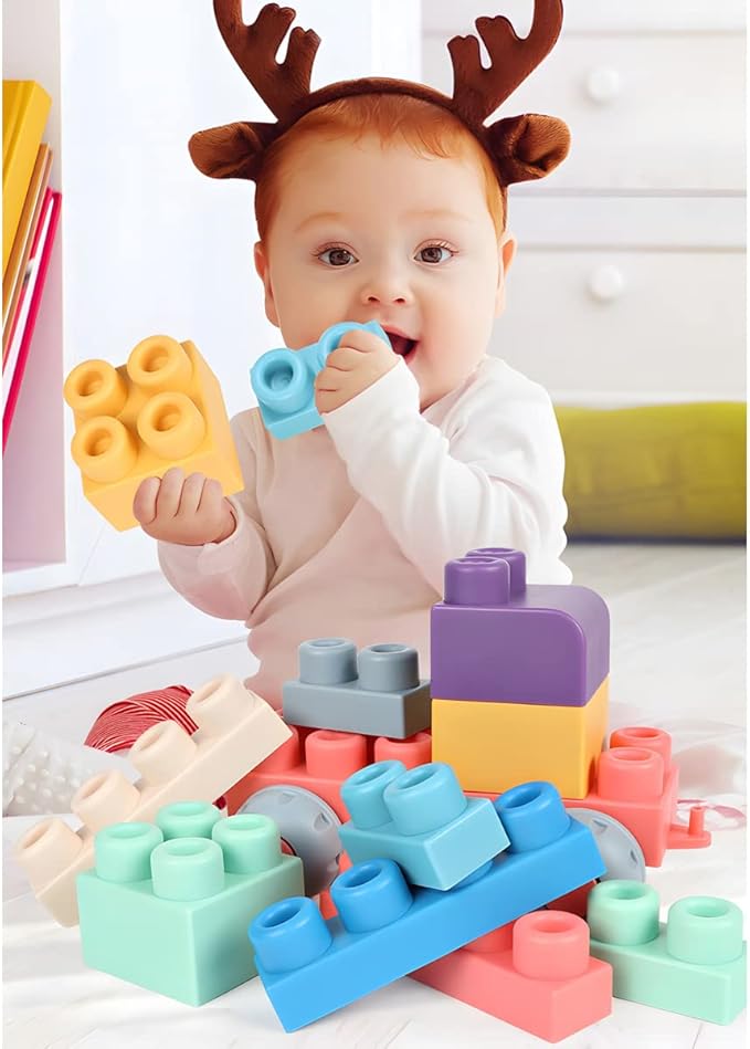 Soft Building Block Sets for Kids Aged 18 Months to 6 Years Old. STEM Building Blocks for Baby, Preschool. Large Construction Block Toys for Toddler Safe Playing 80 Pieces