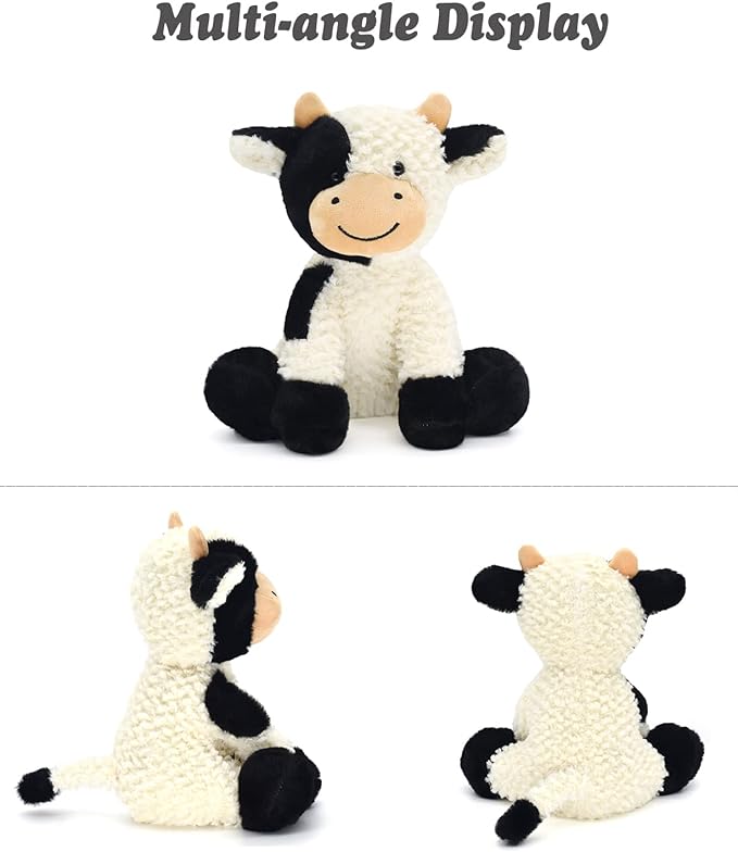 HWD 9.8'' Soft Cow Plush Dolls Stuffed Animals Toys Gifts for Kids, Toddler