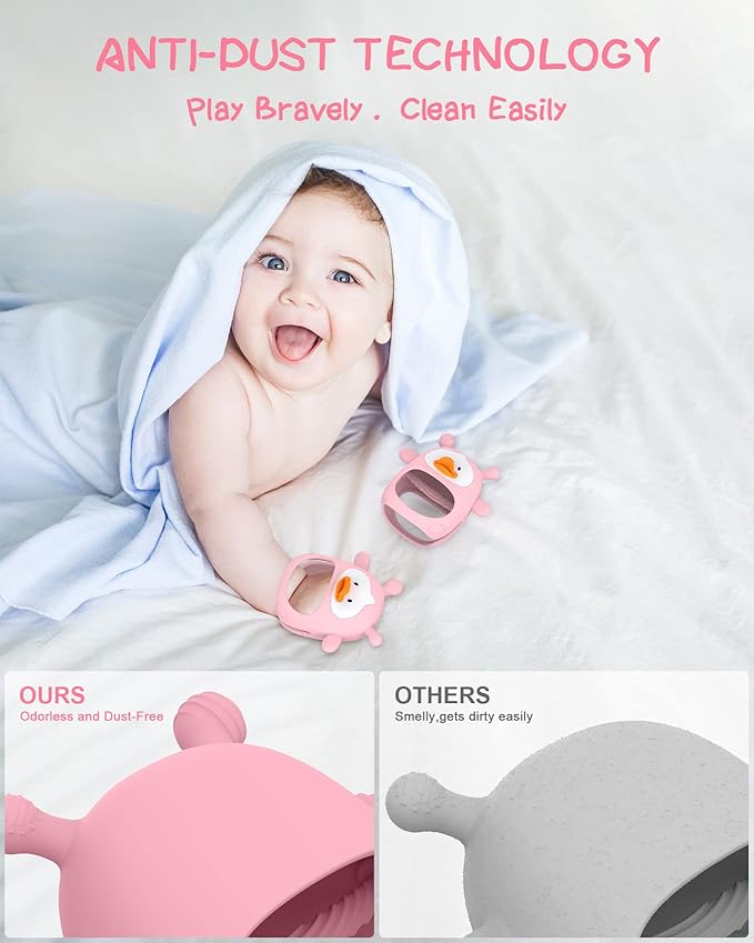 Teething Toys for Babies 0-6 Months, Never Drop Silicone Baby Teether
