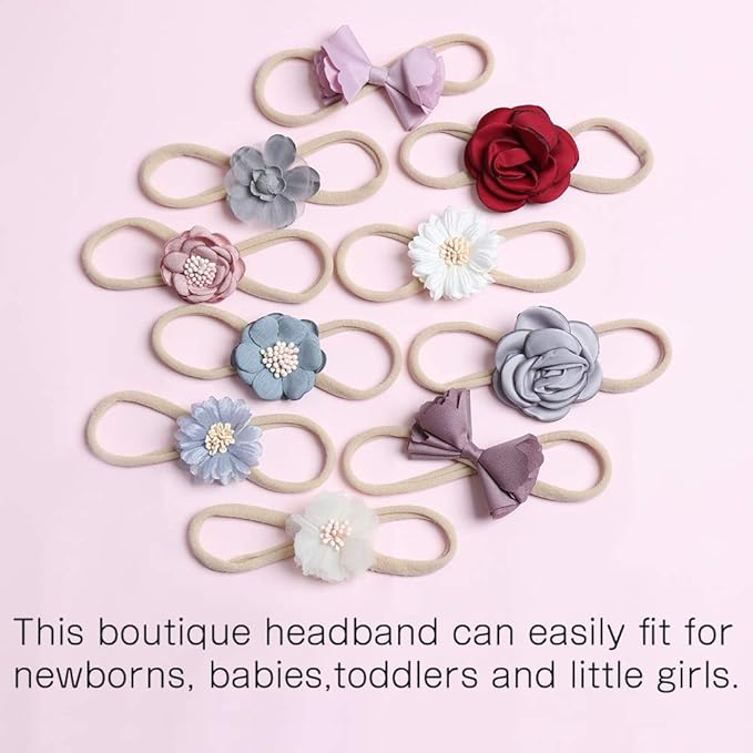 Baby Girls Nylon Elastic Headband Soft Flower Hair Band For 10
