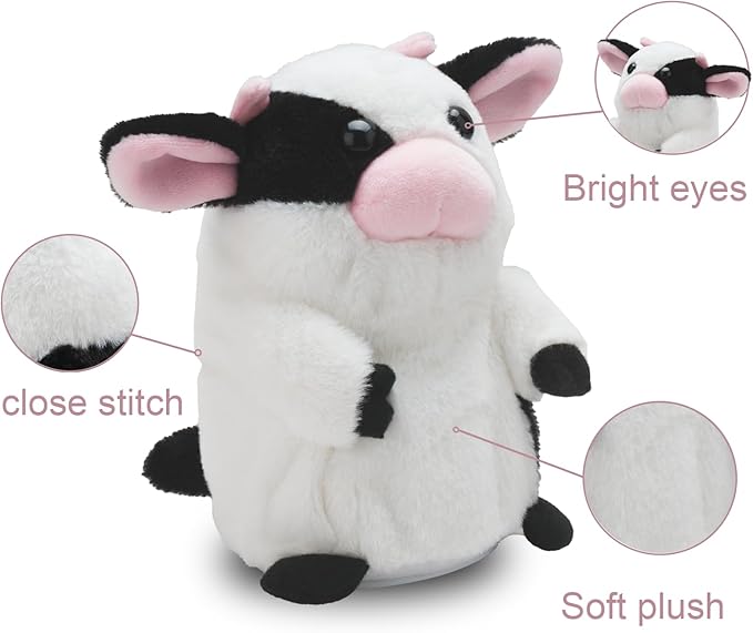 HOMILY Talking Milk Cow, Repeats What You Say Plush Animal Toy Electronic Hamster Mouse for Boys
