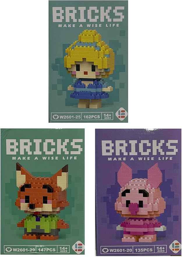 Micro Mini Building Blocks Anime Character Set (500+ Pieces), Ages +14 (3 Pack) 18)