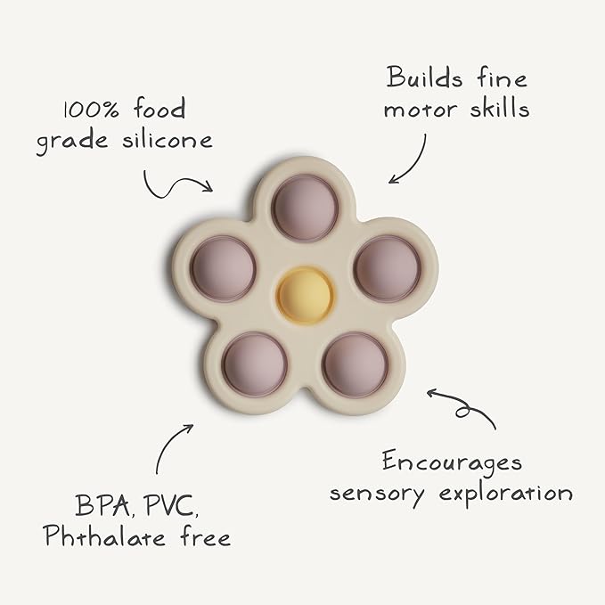 mushie Flower Press Toy (Soft Lilac/Daffodil/Ivory)