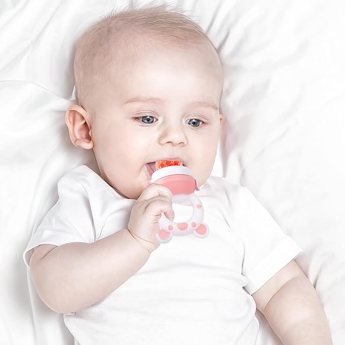 Baby Solids/Frozen Fruit Feeder Pacifier, Infant Teether Toy 4M+ 2-Pack (Bear