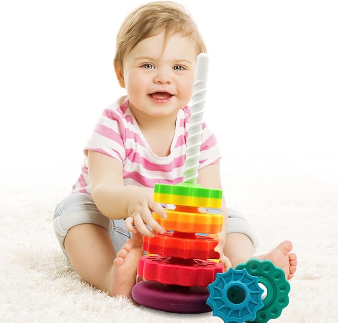 (1 PCS) Spinning Stacking Toys,Spin Toys ABS Plastic and Color Rainbow Design