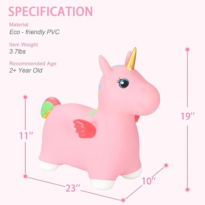 INPANY Unicorn Bouncy Horse Toys for 2 Year Old Girls, Toddler Inflatable Hopper/Bounce Horse/Hopping Horse 3 4,