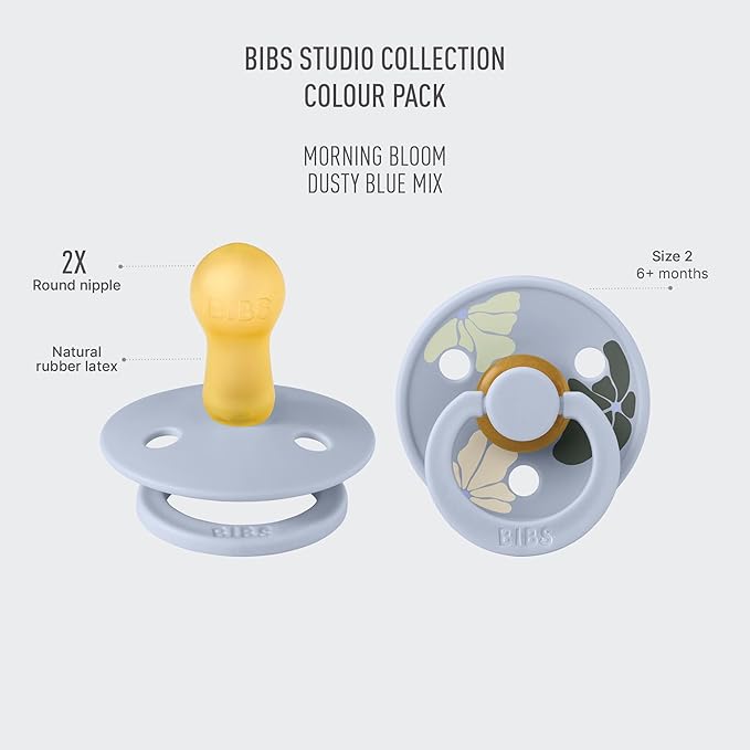 BIBS Pacifiers - Colour Studio 2 Pack | Round Nipple Baby Pacifier 0+ Months