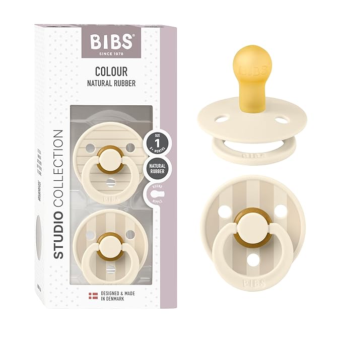 BIBS Pacifiers - Colour Studio 2 Pack | Round Nipple Baby Pacifier 0+ Months