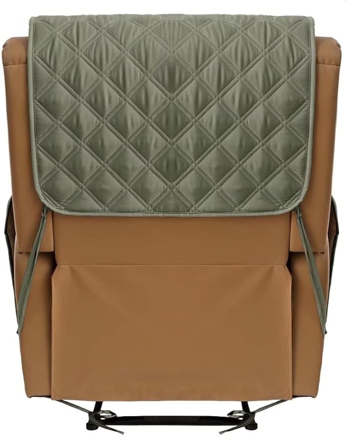 TOMORO Non-Slip Quilted Recliner Cover, 100% Waterproof Recliner Chair Slipcover Furniture Protector with Pockets, Washable Couch Cover with Elastic Straps for Kids and Pets,23 Inch