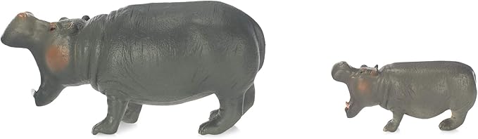 Hippo Mom and Baby Animal Figure 5 inch Children's Toy 2 Piece