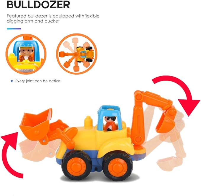 Friction Powered Cars Push and Go Trucks Construction Vehicles Toys