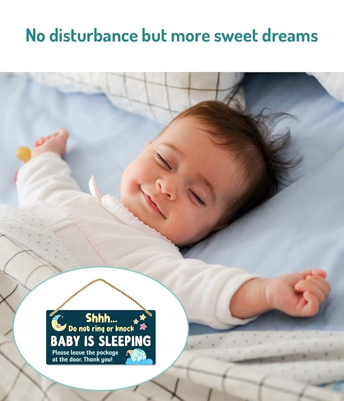 Funplus Baby Sleeping Sign for Front Door - Do Not Knock or Ring 10?│x5??PVC