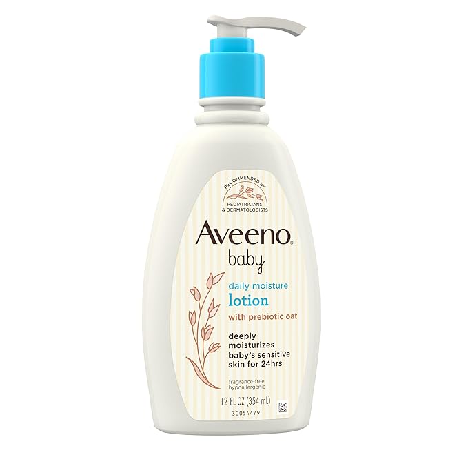 Aveeno Baby Daily Moisture Body Lotion for Delicate Skin, Natural Colloidal Oatmeal & Dimethicone 12 fl.