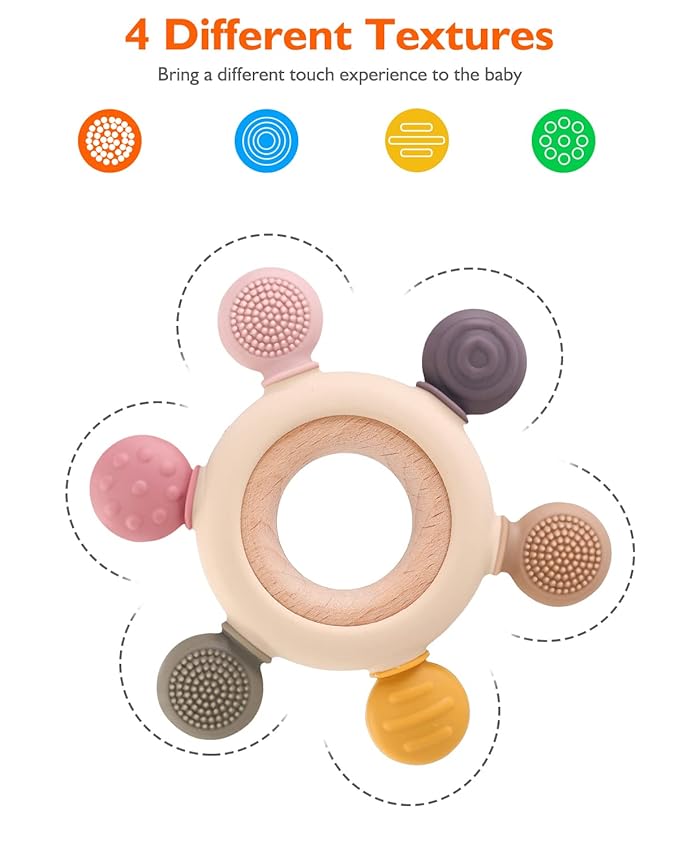 akolik Teething Toys for Babies, Baby Teethers Toy Teething Ring Silicone 3+ Months