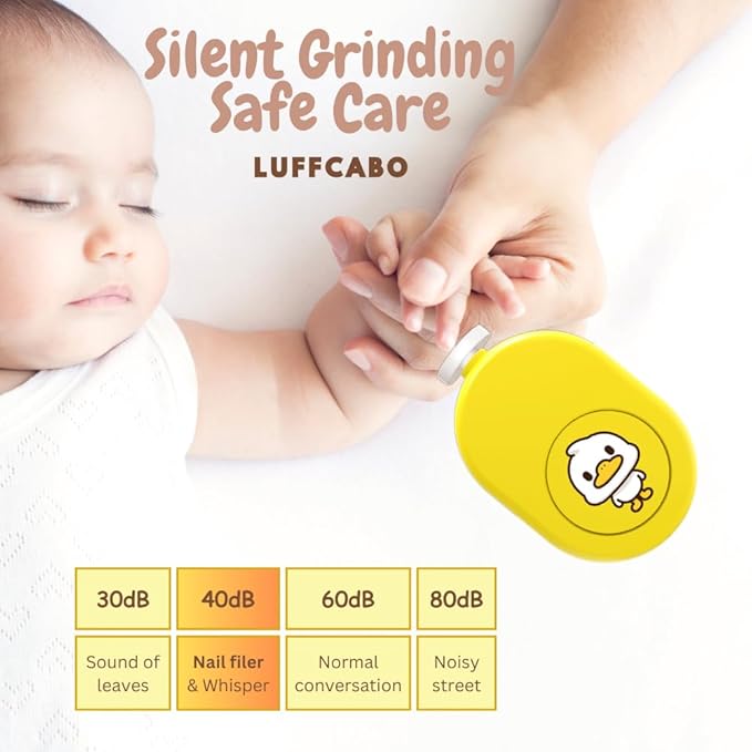 Electric Baby Nail File, Safe Electric Baby Nail Trimmer with Interchangeable Pads, Low Noise Newborn Nail File, Baby Nail Buffer and Nail Polish, Compact Nail Trimmer for Baby Grooming Kit