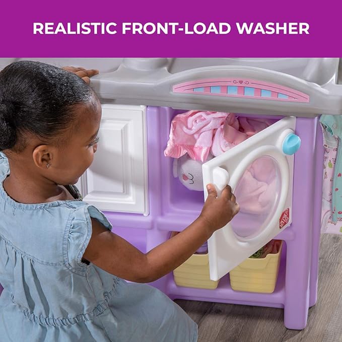 Step2 Love & Care Deluxe Baby Doll Nursery Playset for Kids, Compact Changing Station & Crib, Made of Durable Plastic, Includes Toy Accessories, For Toddlers 2-6 Years Old, Lavender