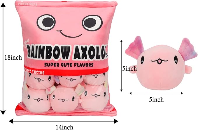 Axolotl Plush Pillow Throw Pillow, Cute Axolotl Plush Toys Doll (6 pcs,