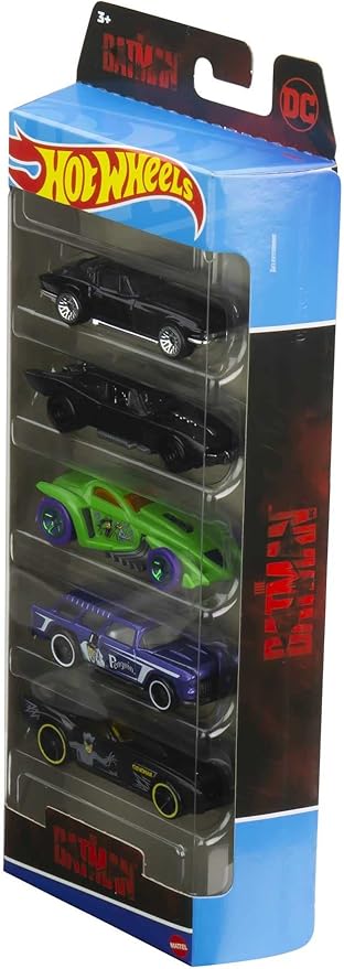 Hot Wheels Batman 5-Pack, Set of 5 Batman-Themed Toy Cars 1:64 Scale