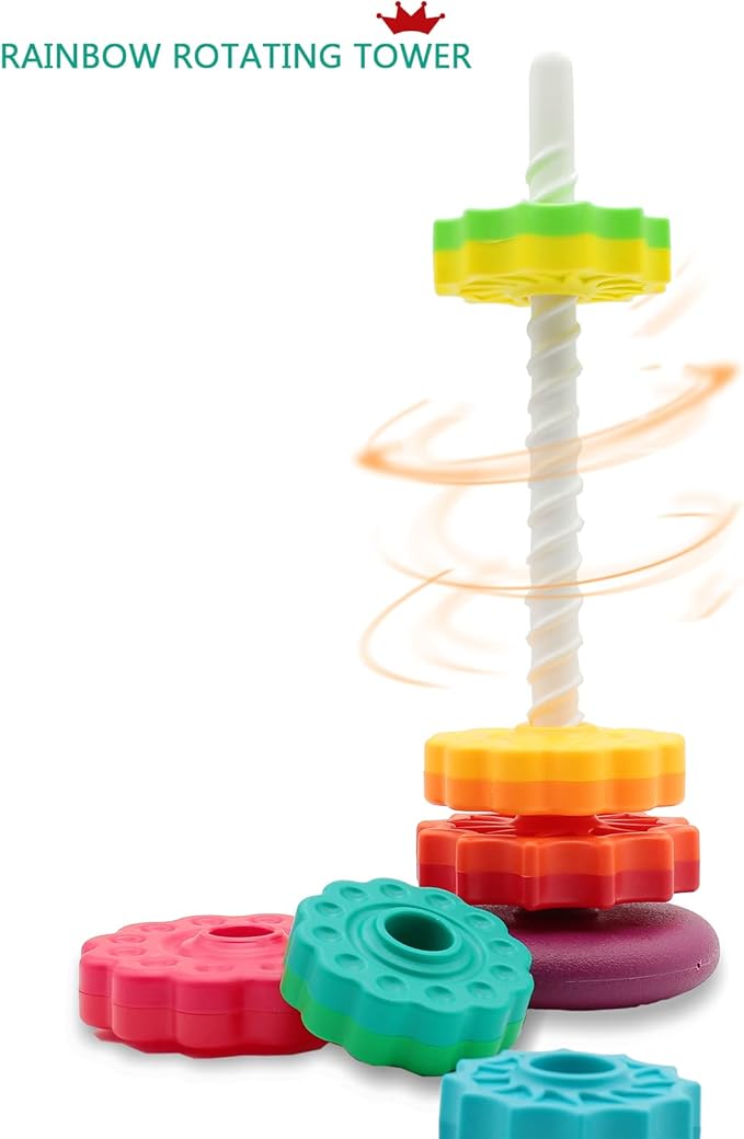 (1 PCS) Spinning Stacking Toys,Spin Toys ABS Plastic and Color Rainbow Design