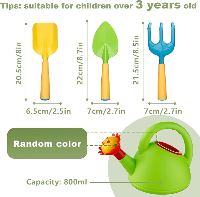 Biubee Toddler Gardening Tools Set - Kids Watering Can Toy, Child Gardening Set with Shovel Hand Rake