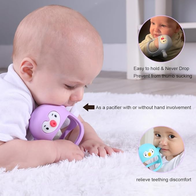 Smily Mia Smily Mia Penguin Teethers, Silicone TeethingToys for Babies 0-6Months 3-6Months, Hand
