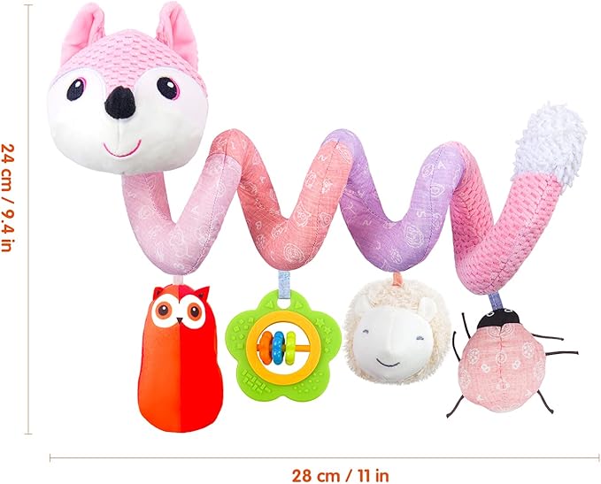 Infant Baby Pink Fox Spiral Activity Plush"