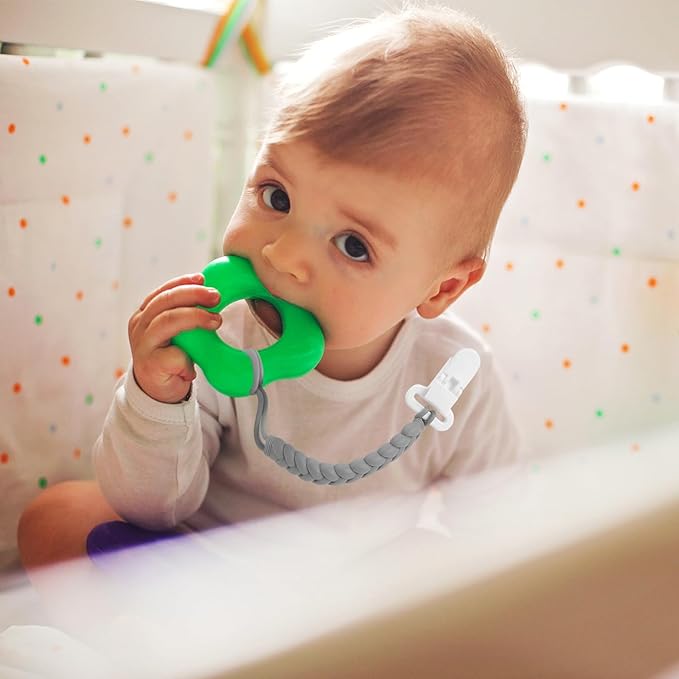 4-Pack Silicone Pacifier Clips with a Woven Rope Shape
