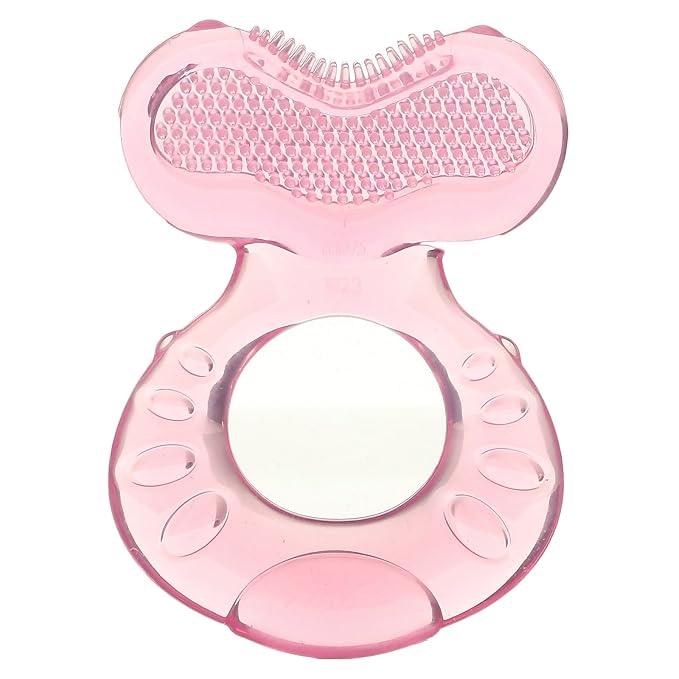 Nuby Silicone Teethe-EEZ Teether with Bristles (Pink-2 Count)