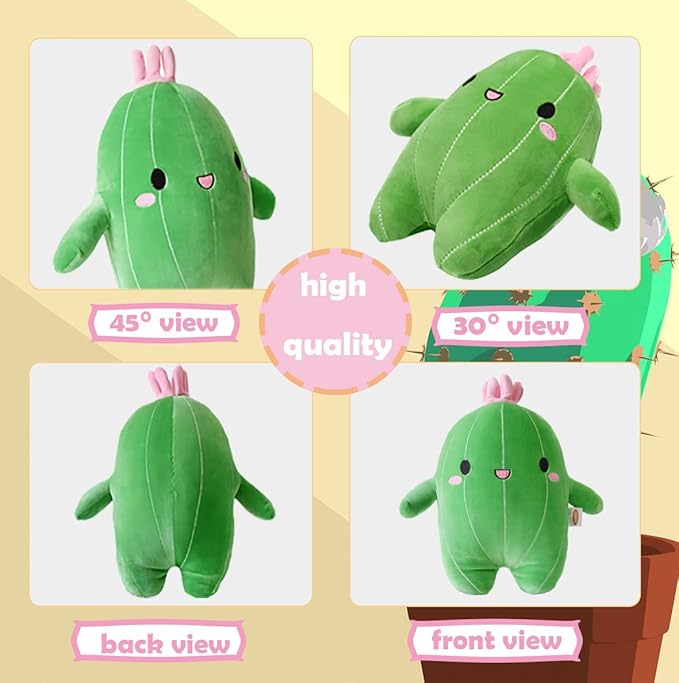 BABOLI Cuddly Cactus Stuffed Plant Animal with Smile Face and 10 Inches
