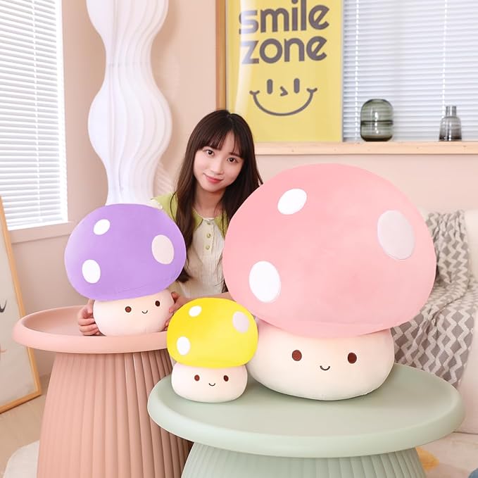 Kawaii Plush Mushroom Toy Pillow, Cute Plushies Mushroom Doll Gift for Kids(Purple 30cm/11.8in)