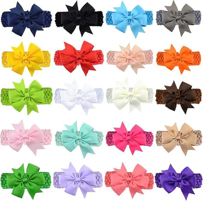 20PCS Baby Girl Bow Headbands,Turban Bows Headbands