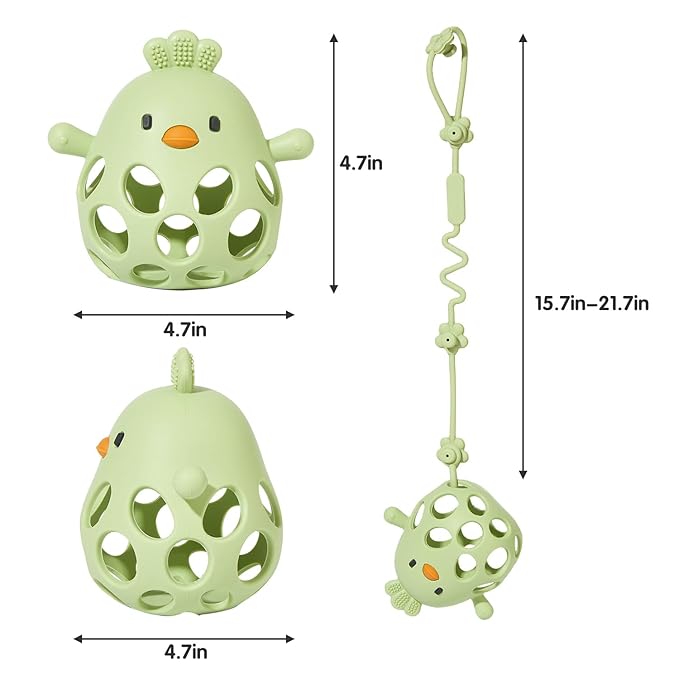 Baby Teething Toy with A Toy Strap for Babies 0-6 6-12 Months, Food-Grade Silicone Teething Mitten