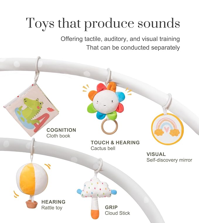 Baby Gym Play Mat, Tummy Time Mat & Pillow 4 Zone