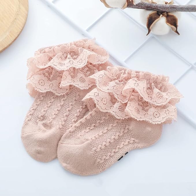 QandSweet Baby Girls' Eyelet Flower Socks Ankle Sock for Newborn